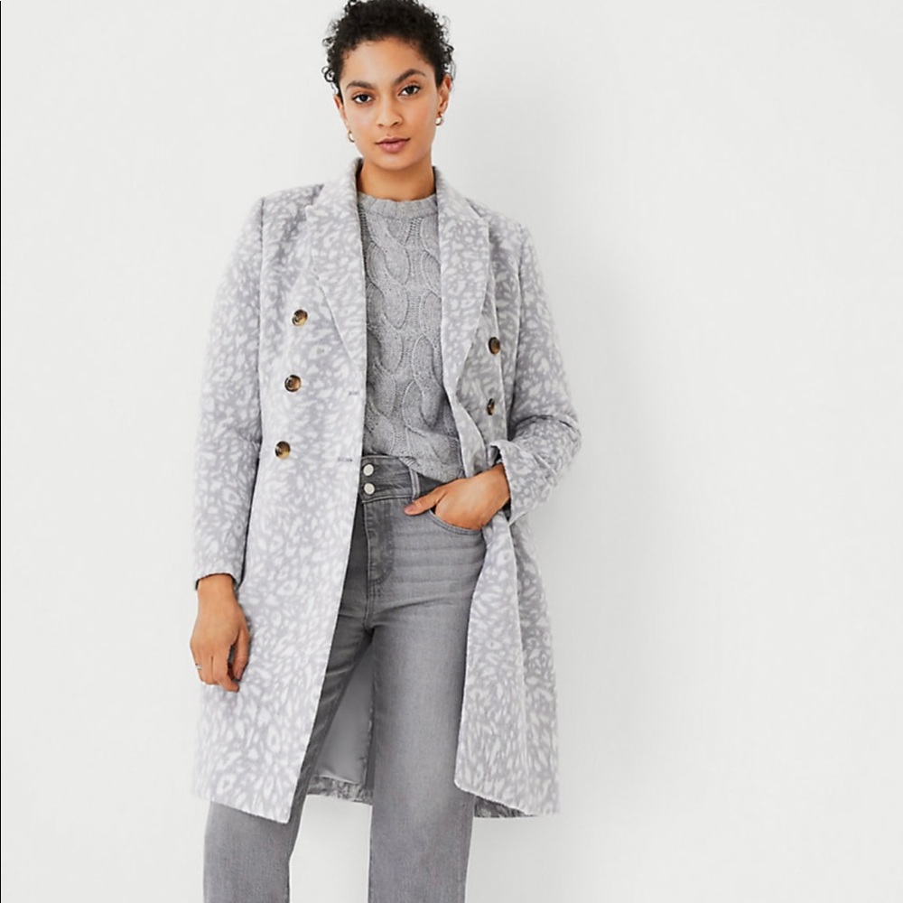 Ann Taylor Petite Animal Print Chesterfield Coat